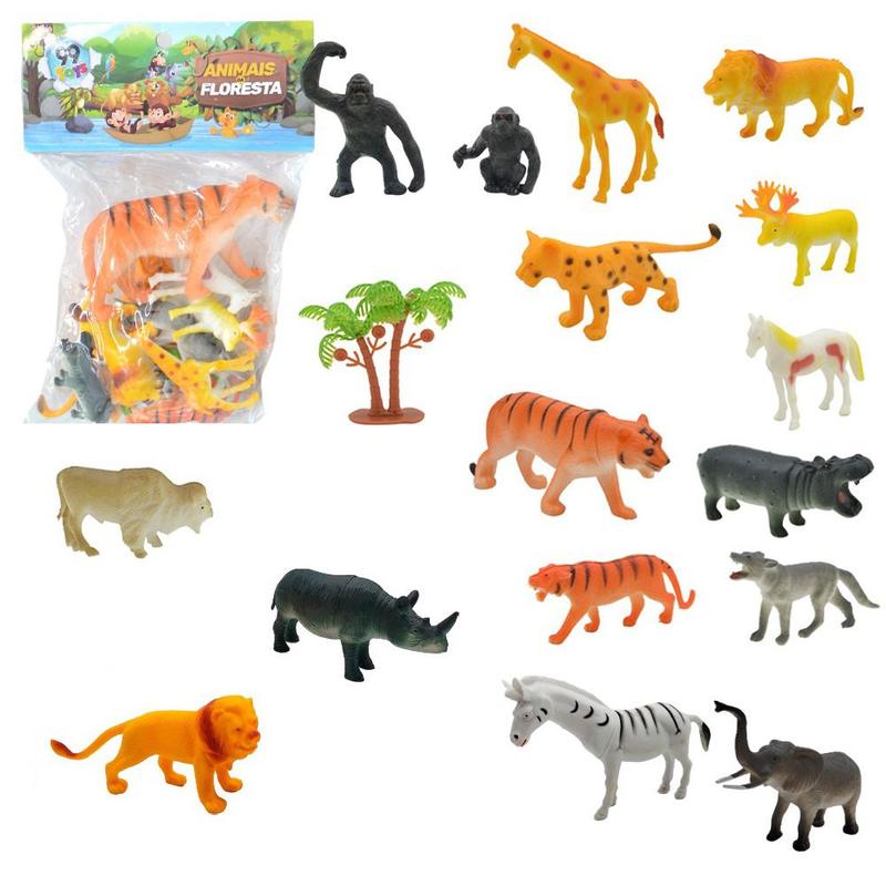 Kit 12 Miniaturas De Animais Sortidos - Leão Zebra E Outros